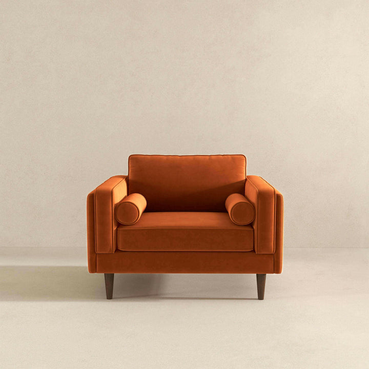 Amber Burnt Orange Velvet Lounge Chair.