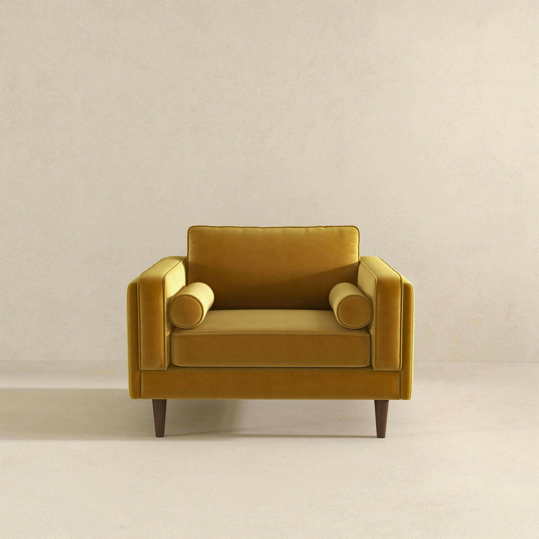 Amber Dark Yellow Velvet Lounge Chair.