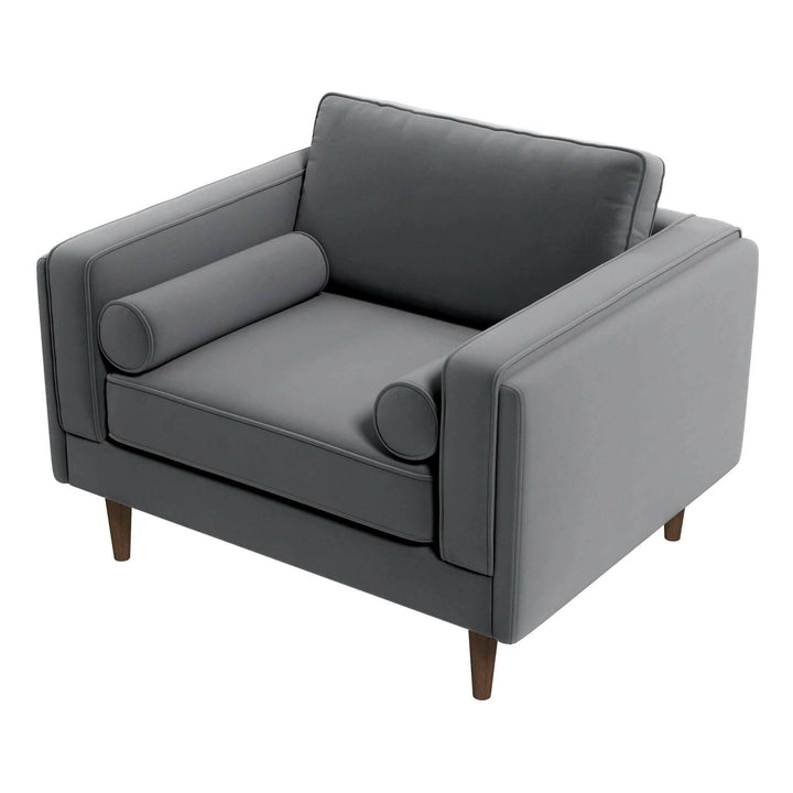 Amber Grey Velvet Lounge Chair.