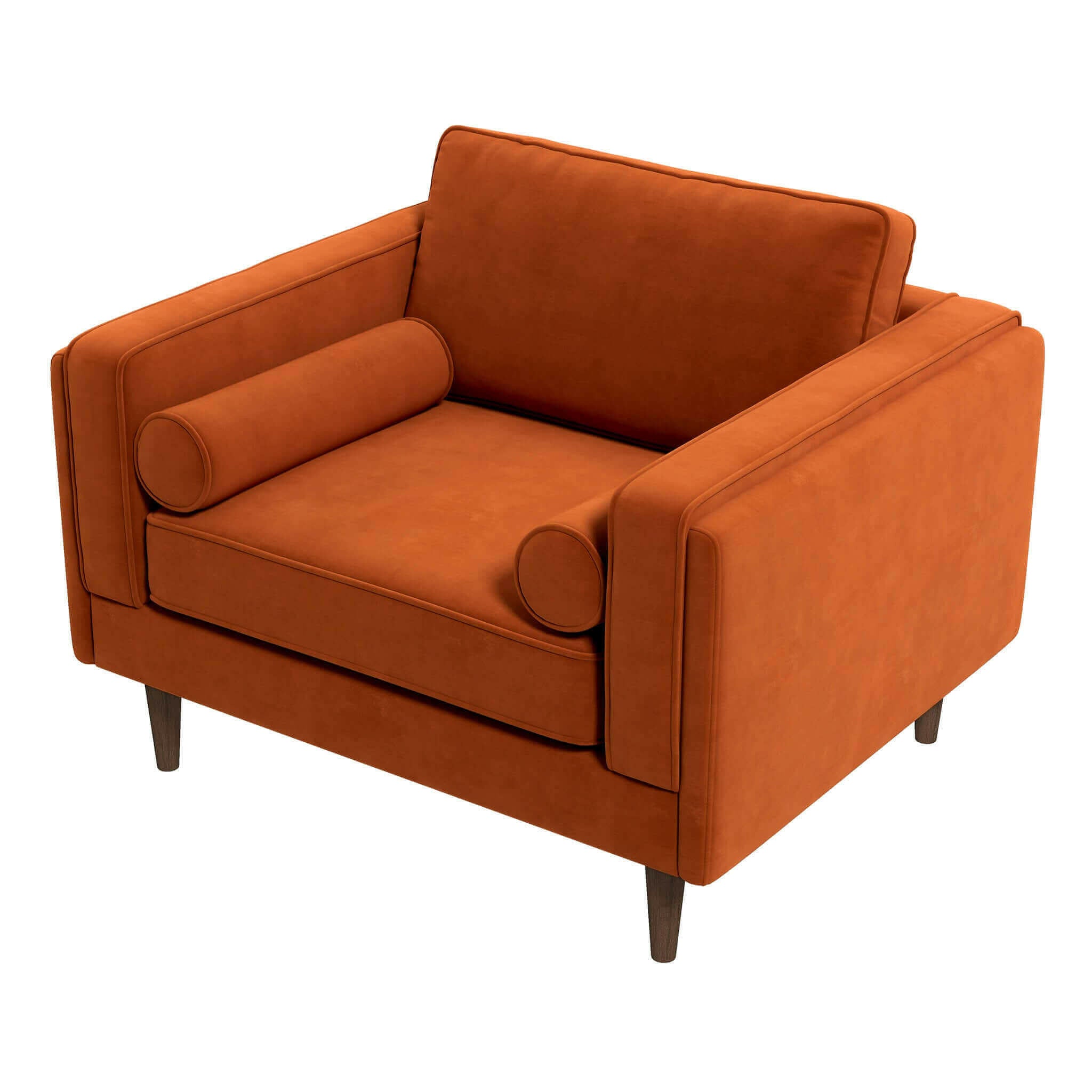 Amber Burnt Orange Velvet Lounge Chair.