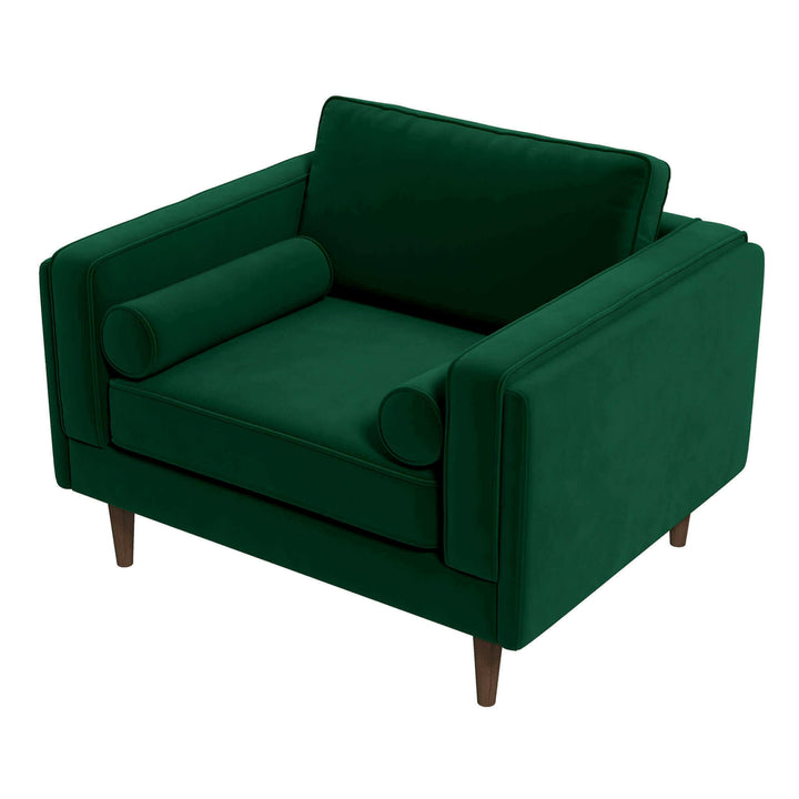 Amber Dark Green Velvet Lounge Chair.