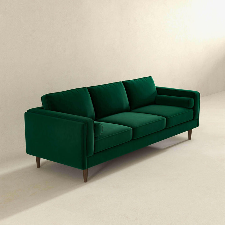 Amber Mid Century Modern Dark Green Luxury Modern Velvet Sofa.