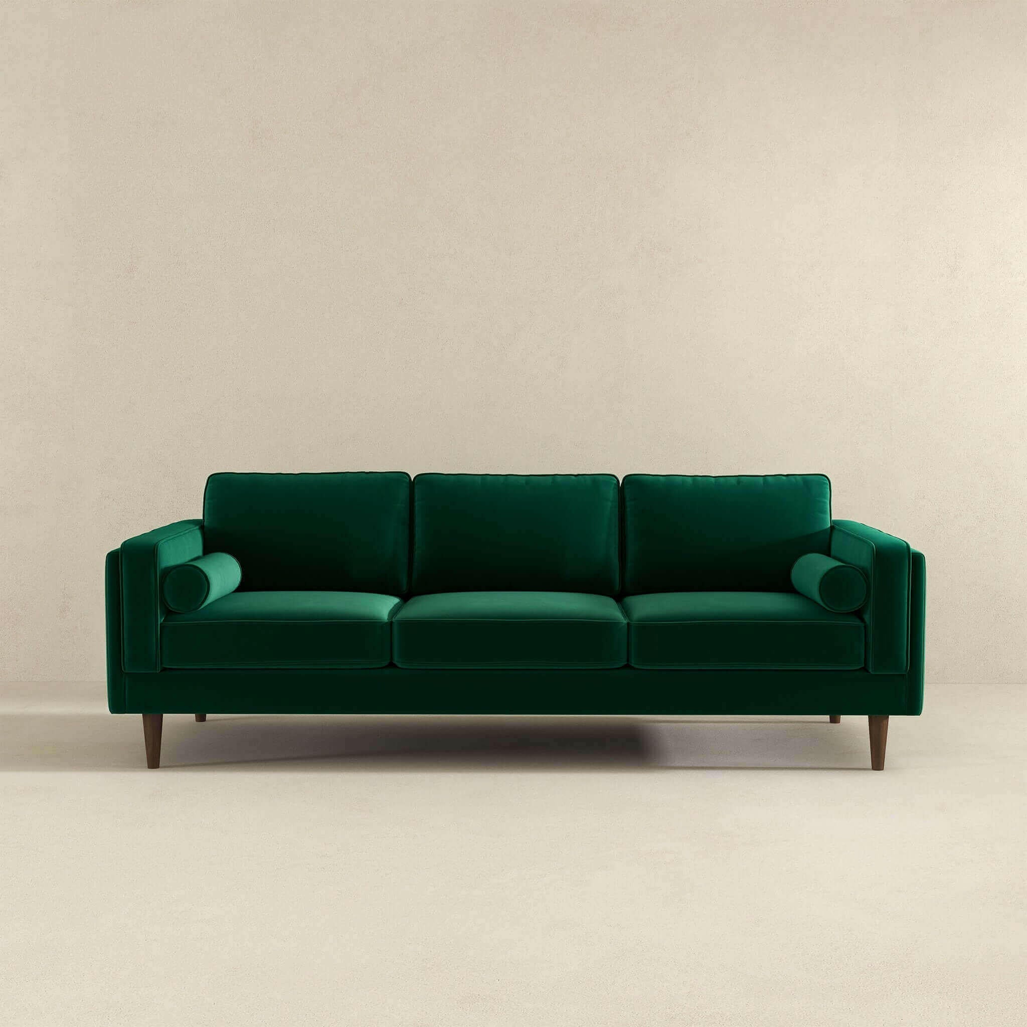 Amber Mid Century Modern Dark Green Luxury Modern Velvet Sofa.