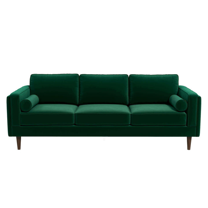 Amber Mid Century Modern Dark Green Luxury Modern Velvet Sofa.