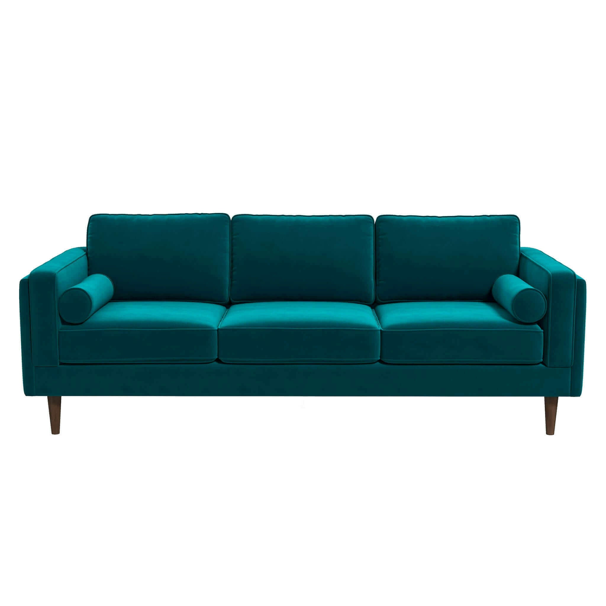 Amber Mid Century Modern Teal Luxury Modern Velvet Sofa.