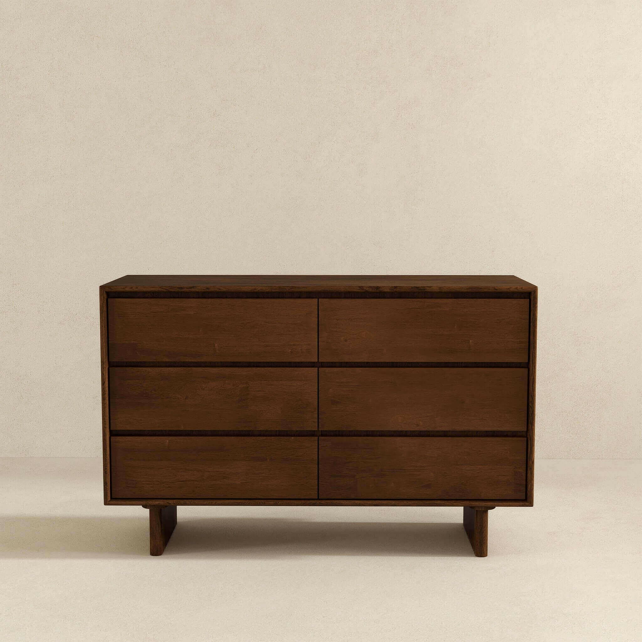 Dubrovnik Mid Century Modern Walnut Dresser With 6 Drawers.