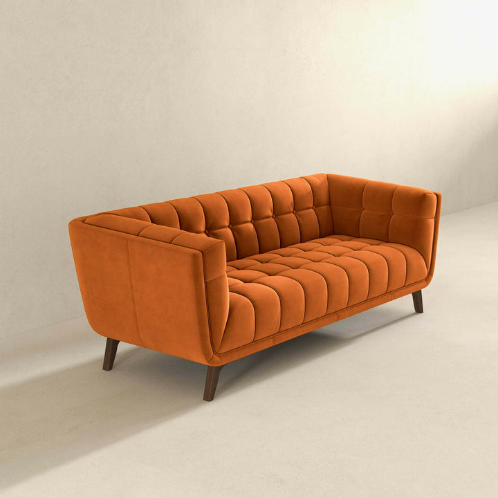 Addison Large Burnt-Orange Velvet Sofa.