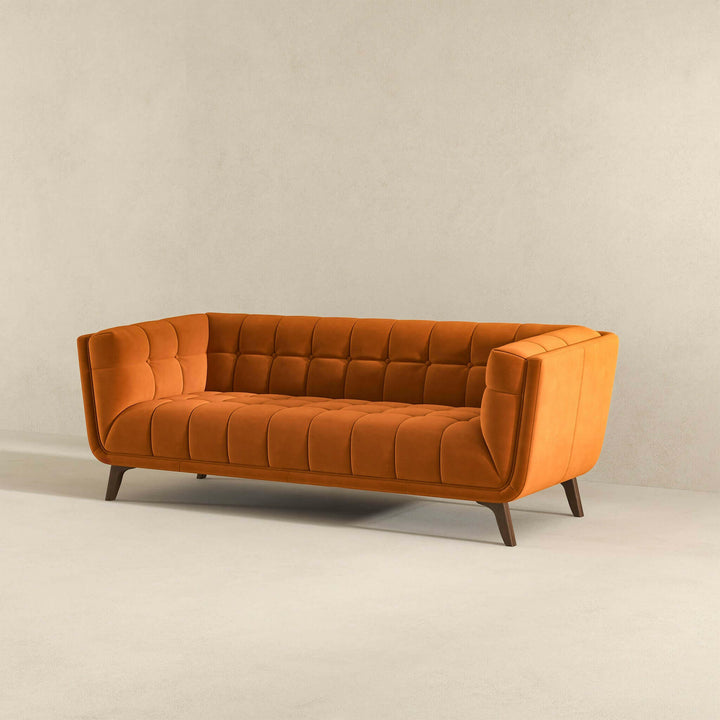 Addison Large Burnt-Orange Velvet Sofa.