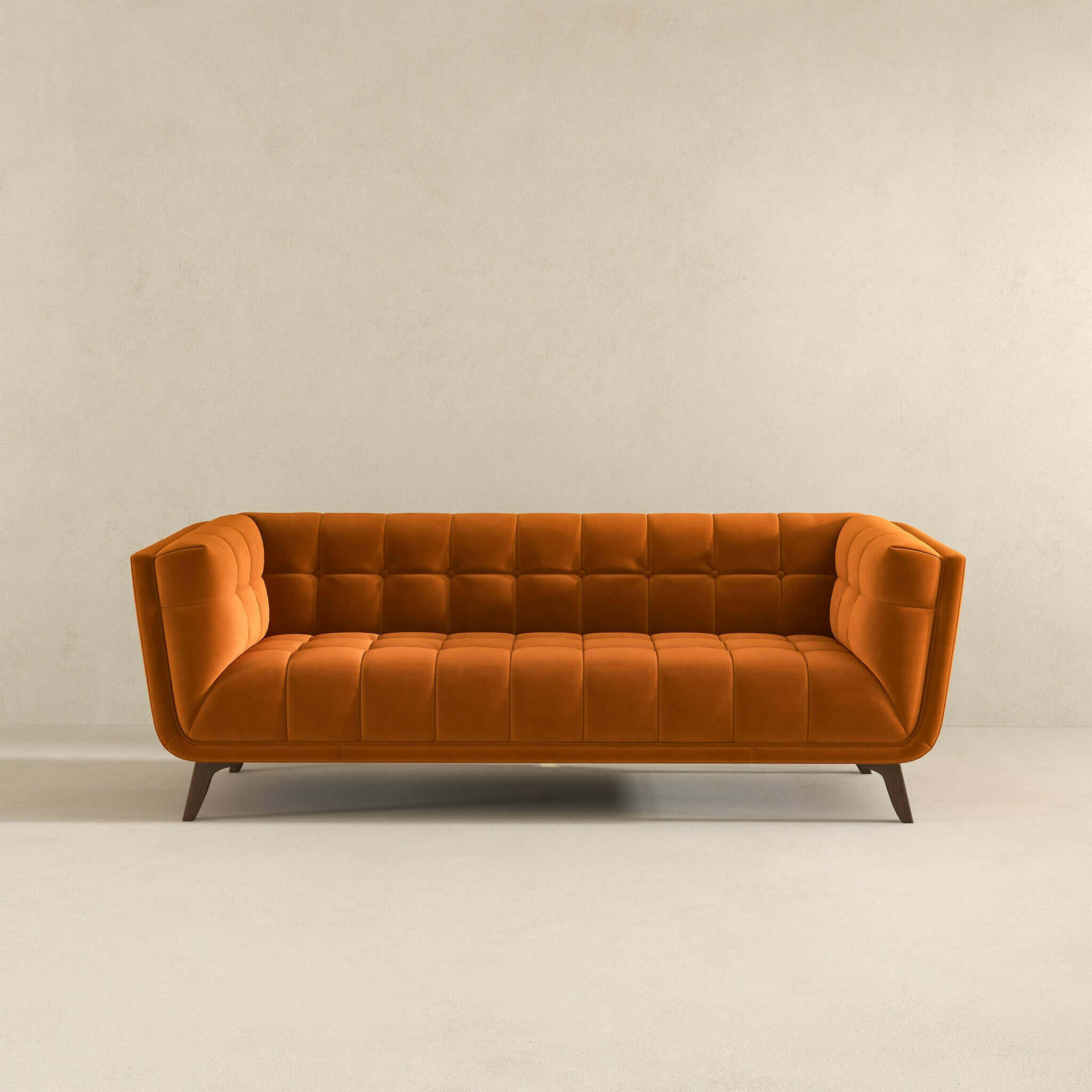 Addison Large Burnt-Orange Velvet Sofa.