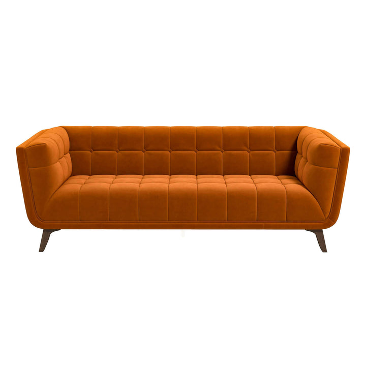 Addison Large Burnt-Orange Velvet Sofa.