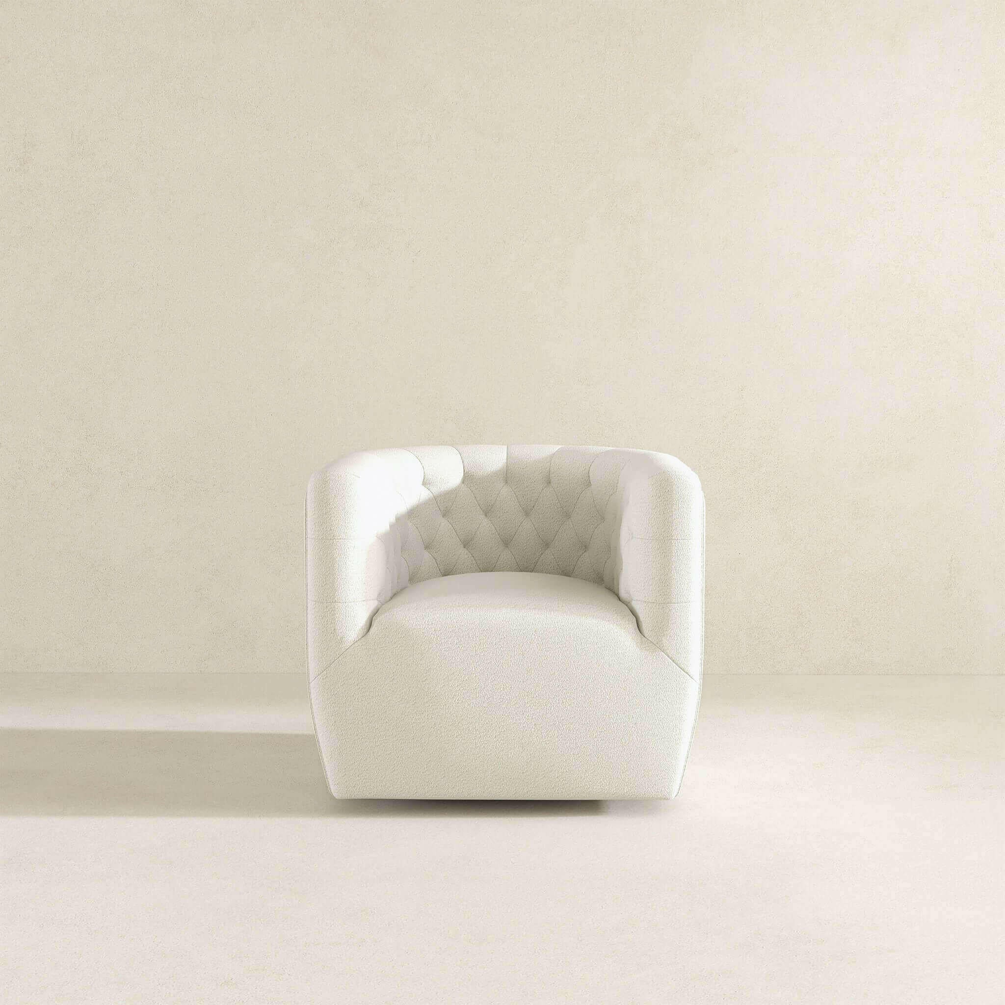 Delaney Cream Boucle Swivel Chair.