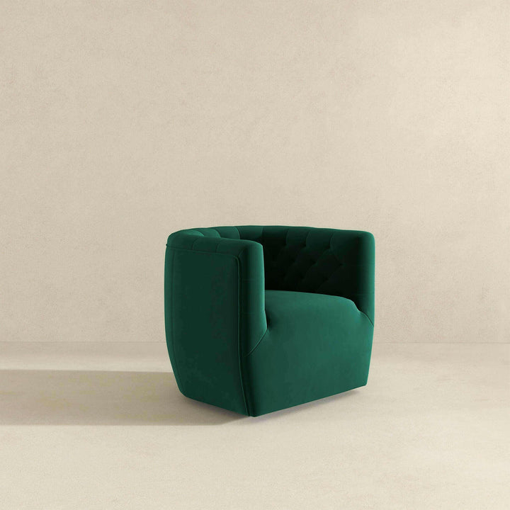 Delaney Green Velvet Swivel Chair.