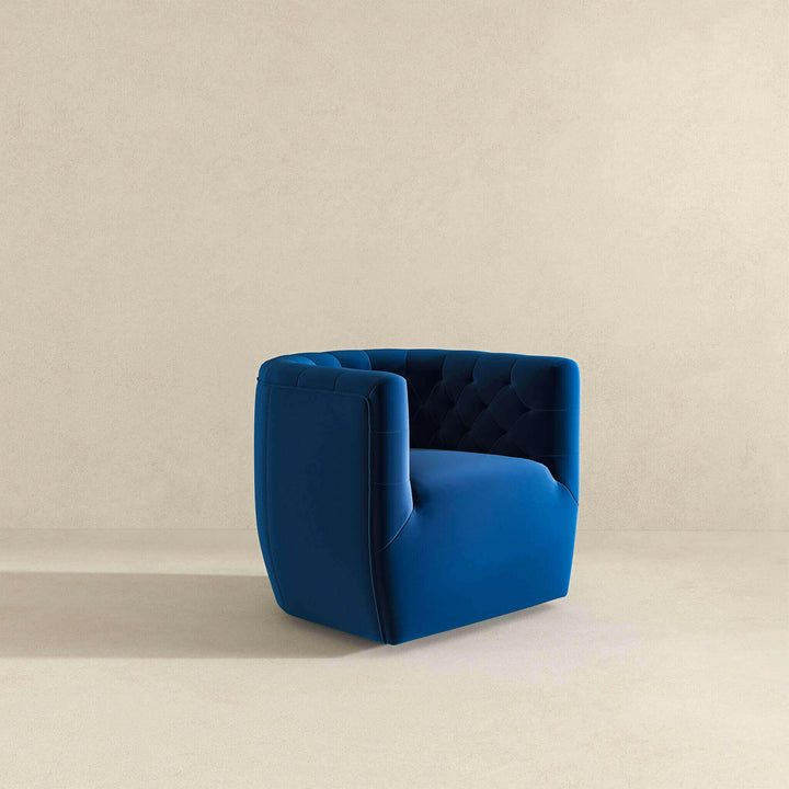 Delaney Dark Blue Velvet Swivel Chair.