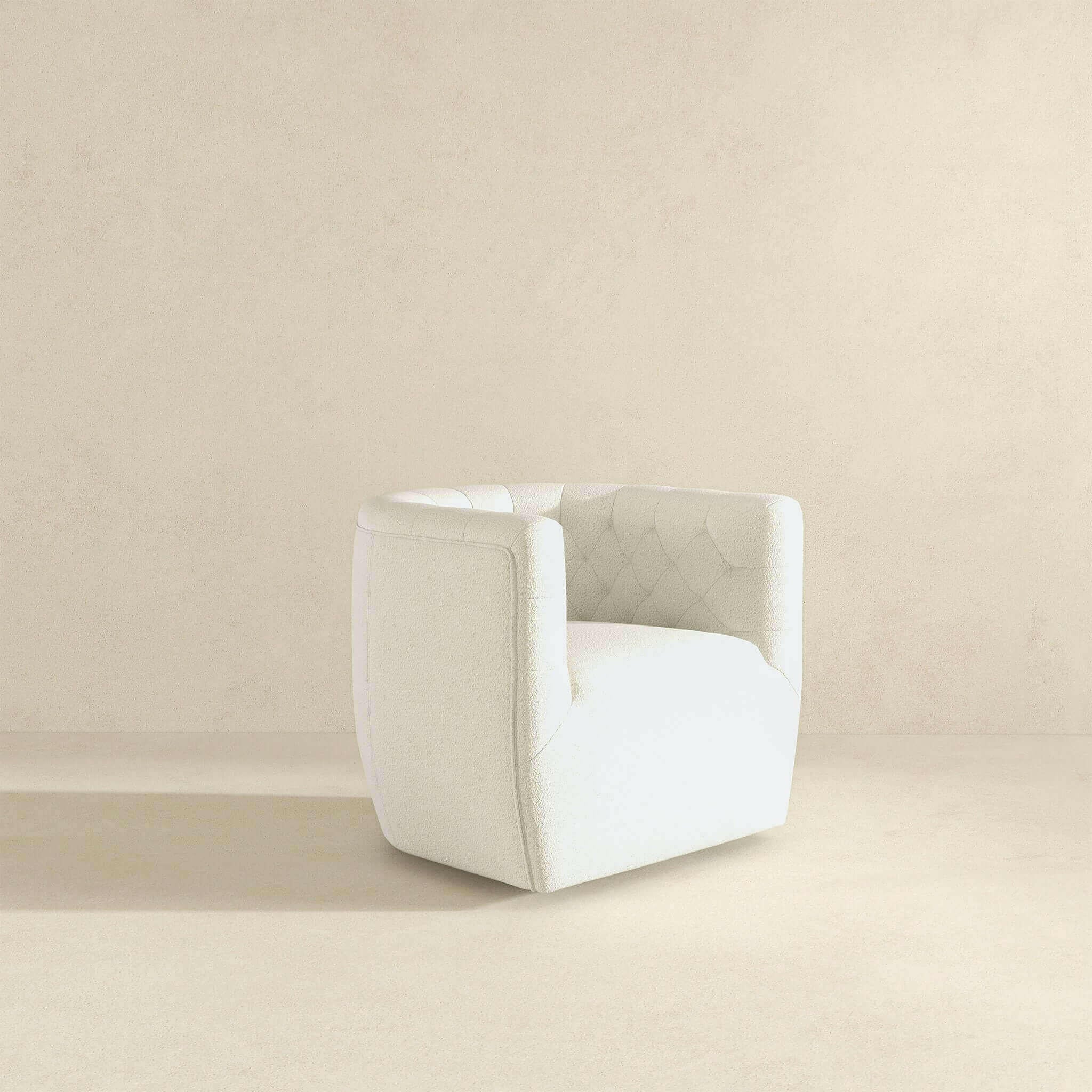 Delaney Cream Boucle Swivel Chair.