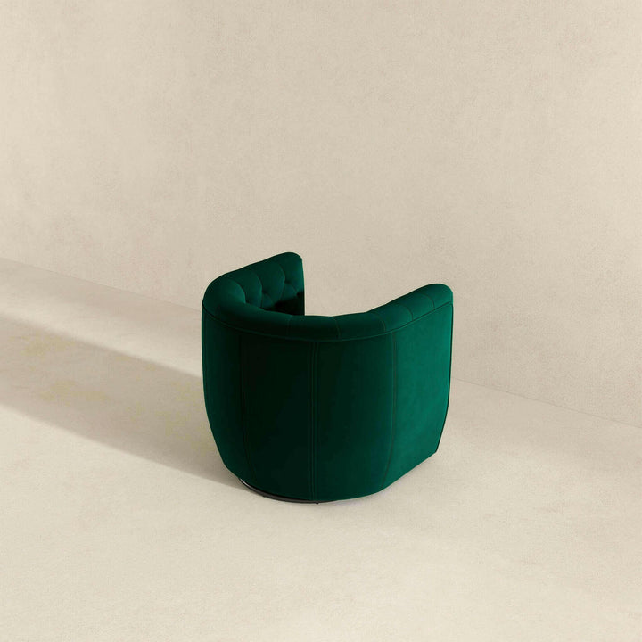 Delaney Green Velvet Swivel Chair.