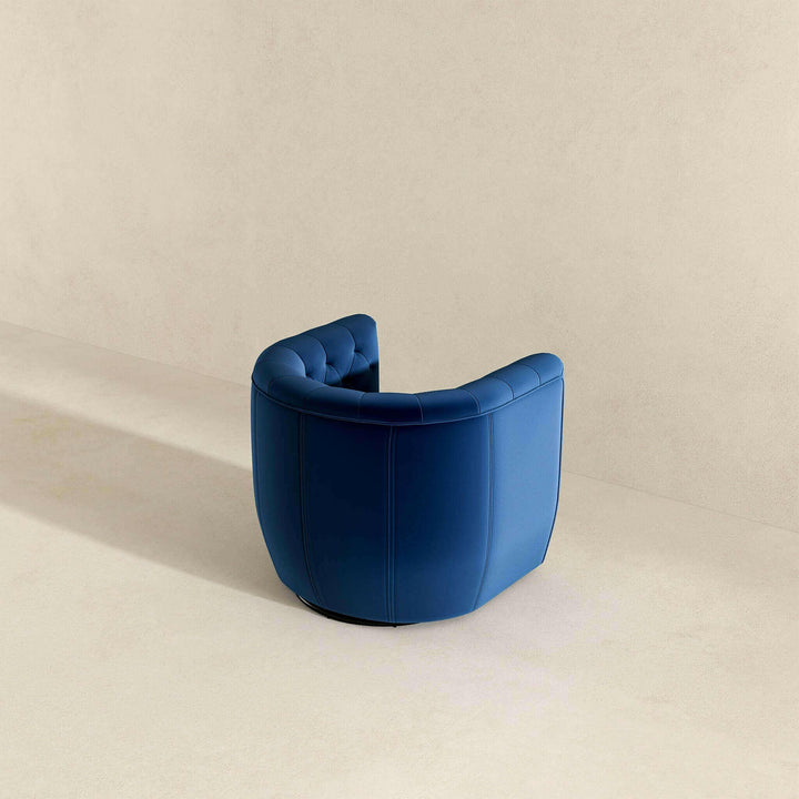 Delaney Dark Blue Velvet Swivel Chair.