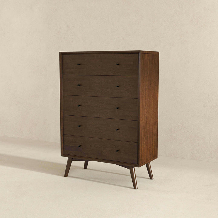 Caroline Mid Century Modern Solid Wood Dresser 5-Drawer.