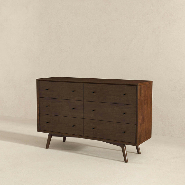 Mid Century Modern Walnut Dresser 6 Drawer.