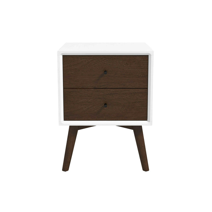 Caroline Mid Century Modern Style White Night Stand 2-Drawer.