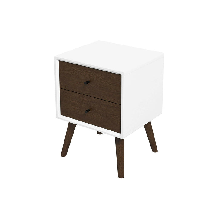 Caroline Mid Century Modern Style White Night Stand 2-Drawer.