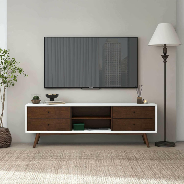 Caroline Walnut White TV Stand Up To 72".