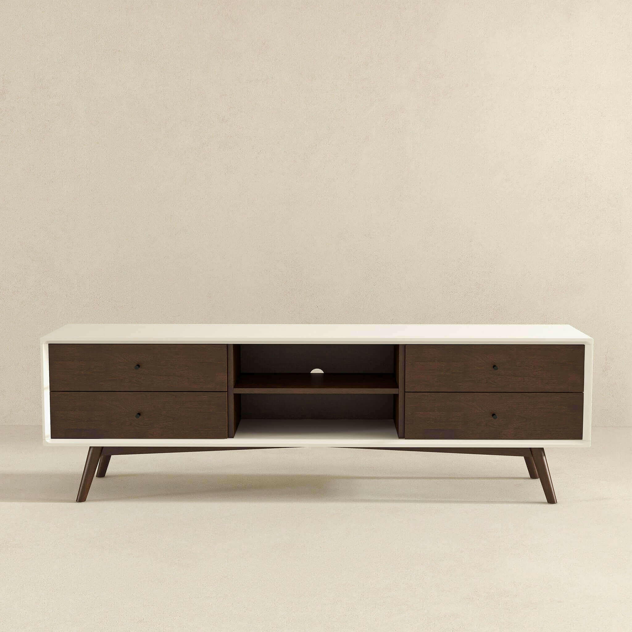 Caroline Walnut White TV Stand Up To 72".