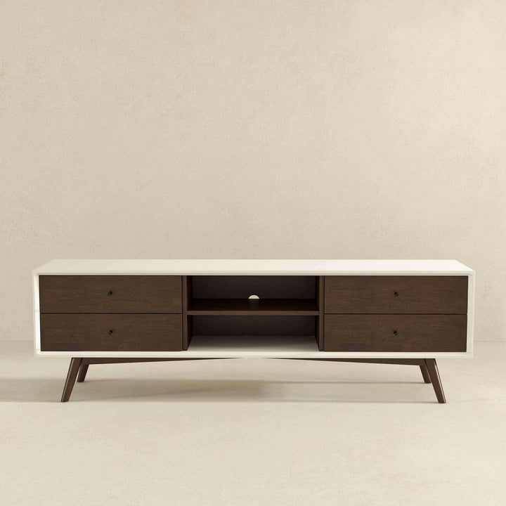 Caroline Walnut White TV Stand Up To 72".