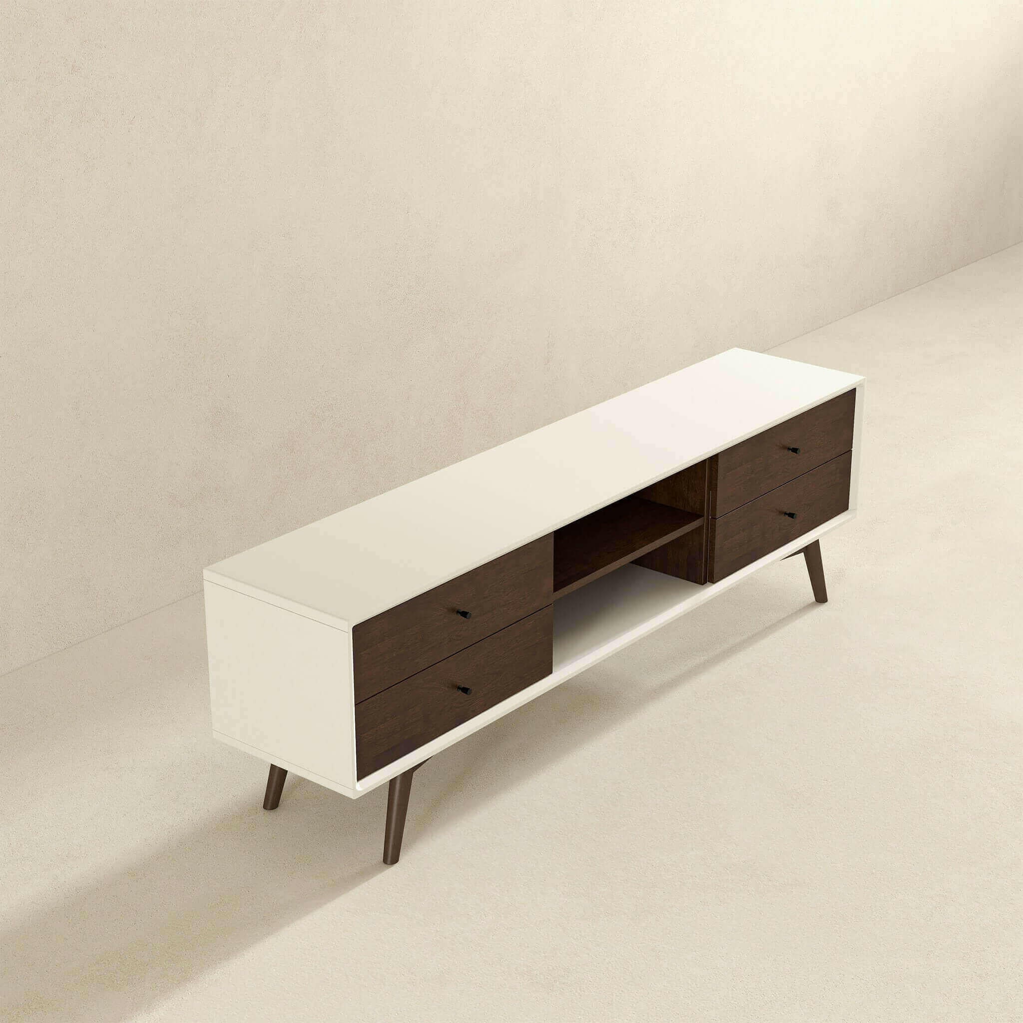 Caroline Walnut White TV Stand Up To 72".