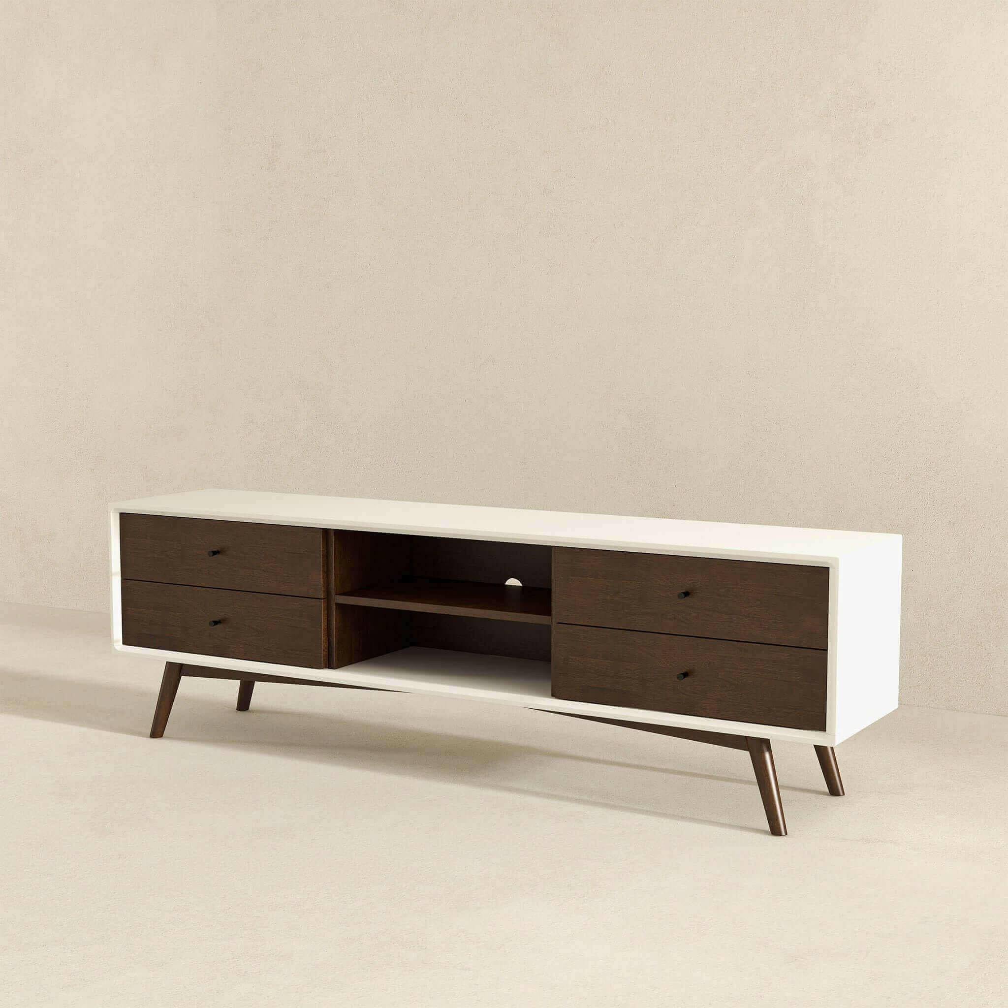 Caroline Walnut White TV Stand Up To 72".