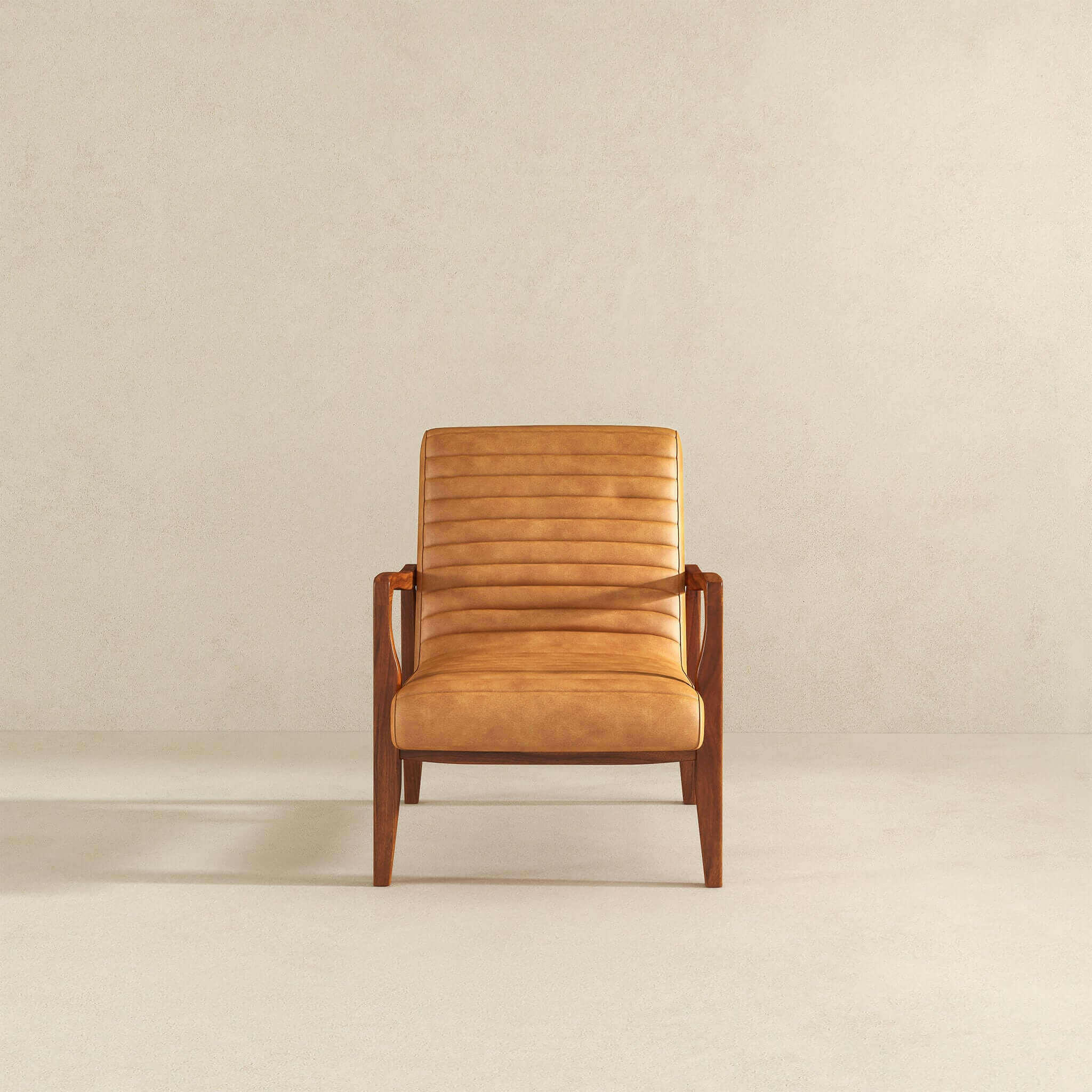 Micah Genuine Tan Leather Accent Chair.