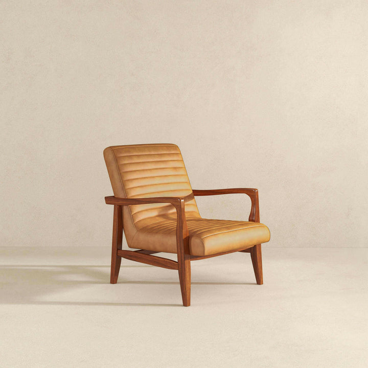 Micah Genuine Tan Leather Accent Chair.