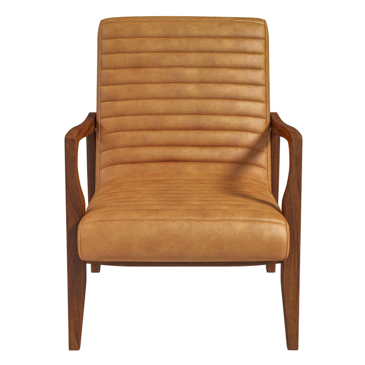 Micah Genuine Tan Leather Accent Chair.