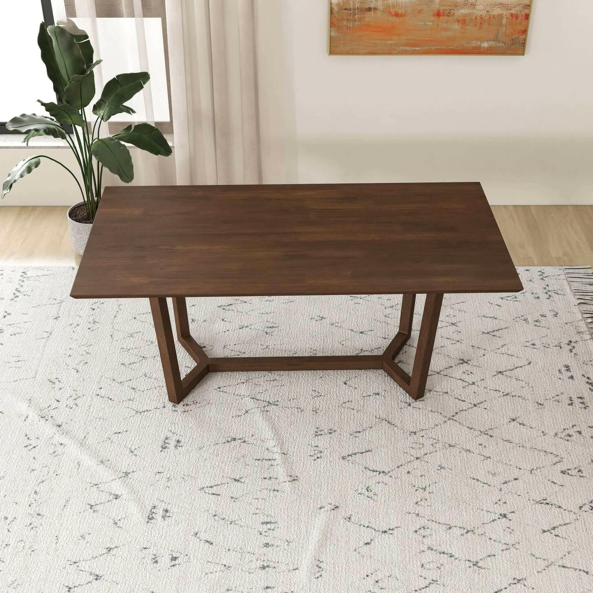 Marina Solid Wood Dining Table In Brown.