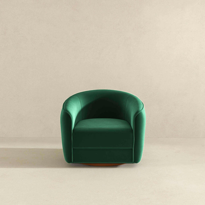 Elise Mid Century Modern Dark Green Velvet Swivel Chair.