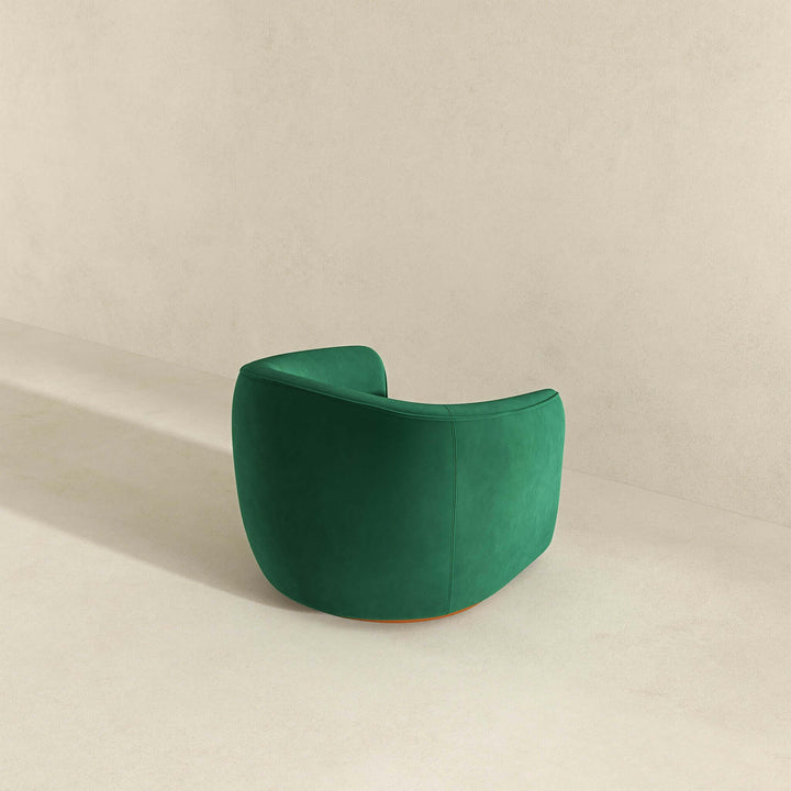 Elise Mid Century Modern Dark Green Velvet Swivel Chair.