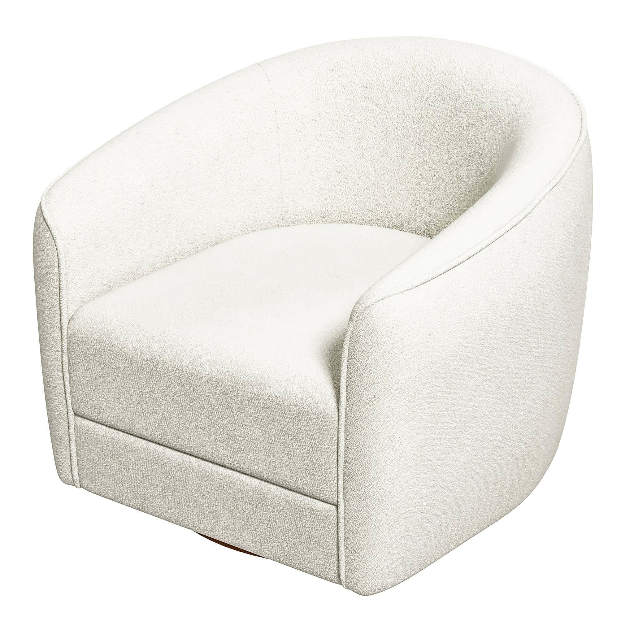 Elise Mid Century Modern Beige Boucle Swivel Chair.