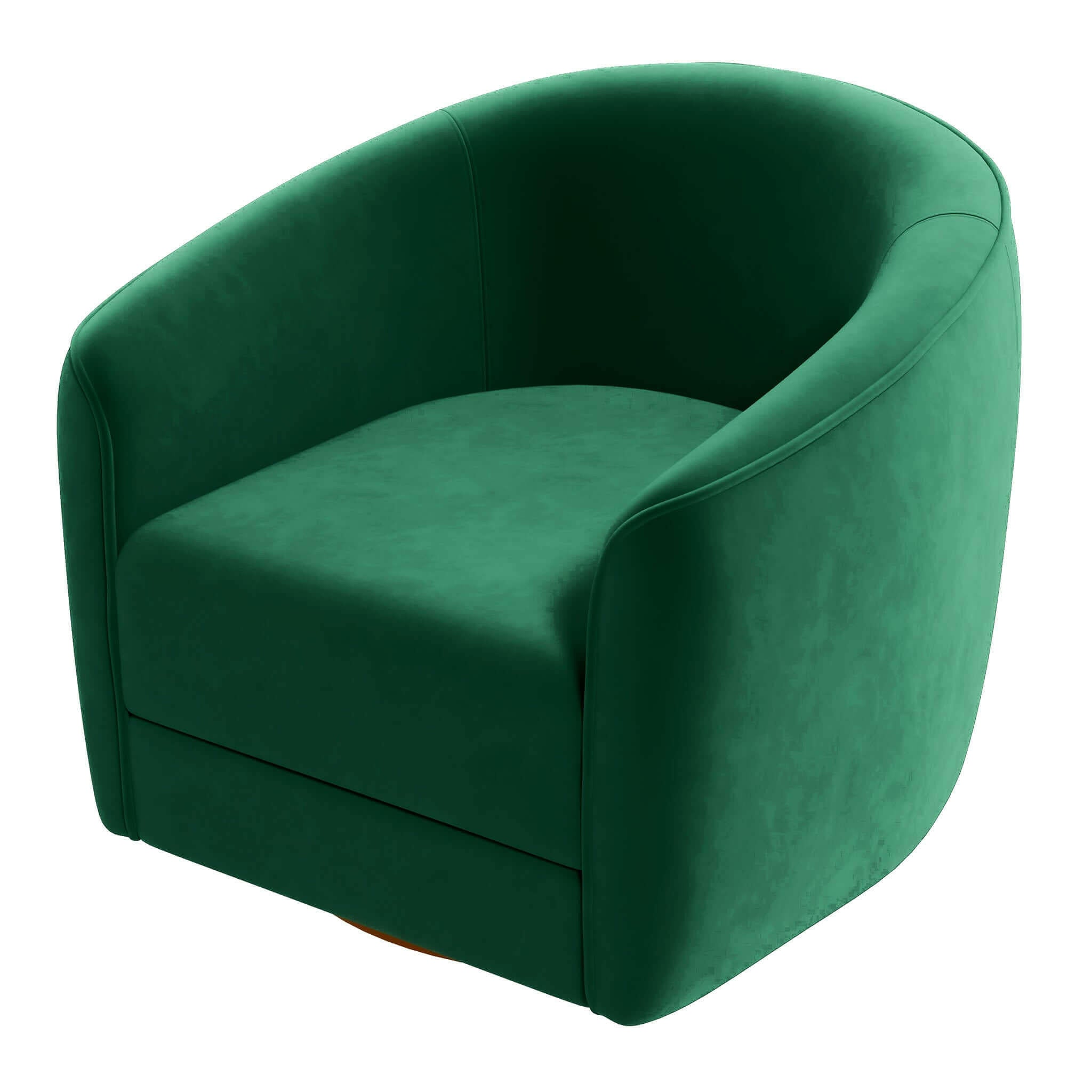 Elise Mid Century Modern Dark Green Velvet Swivel Chair.