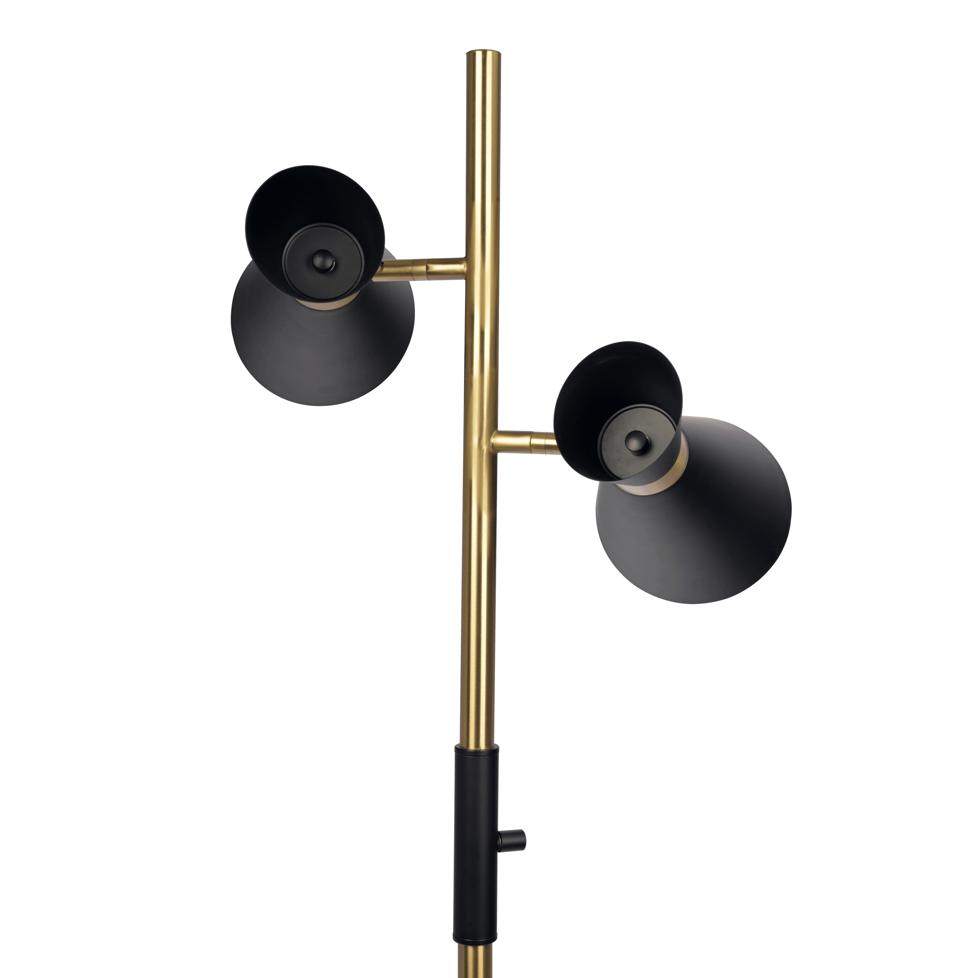 Axis Brassed Gold Floor Lamp with 4-Way Switch Double Spots with Metal Base.