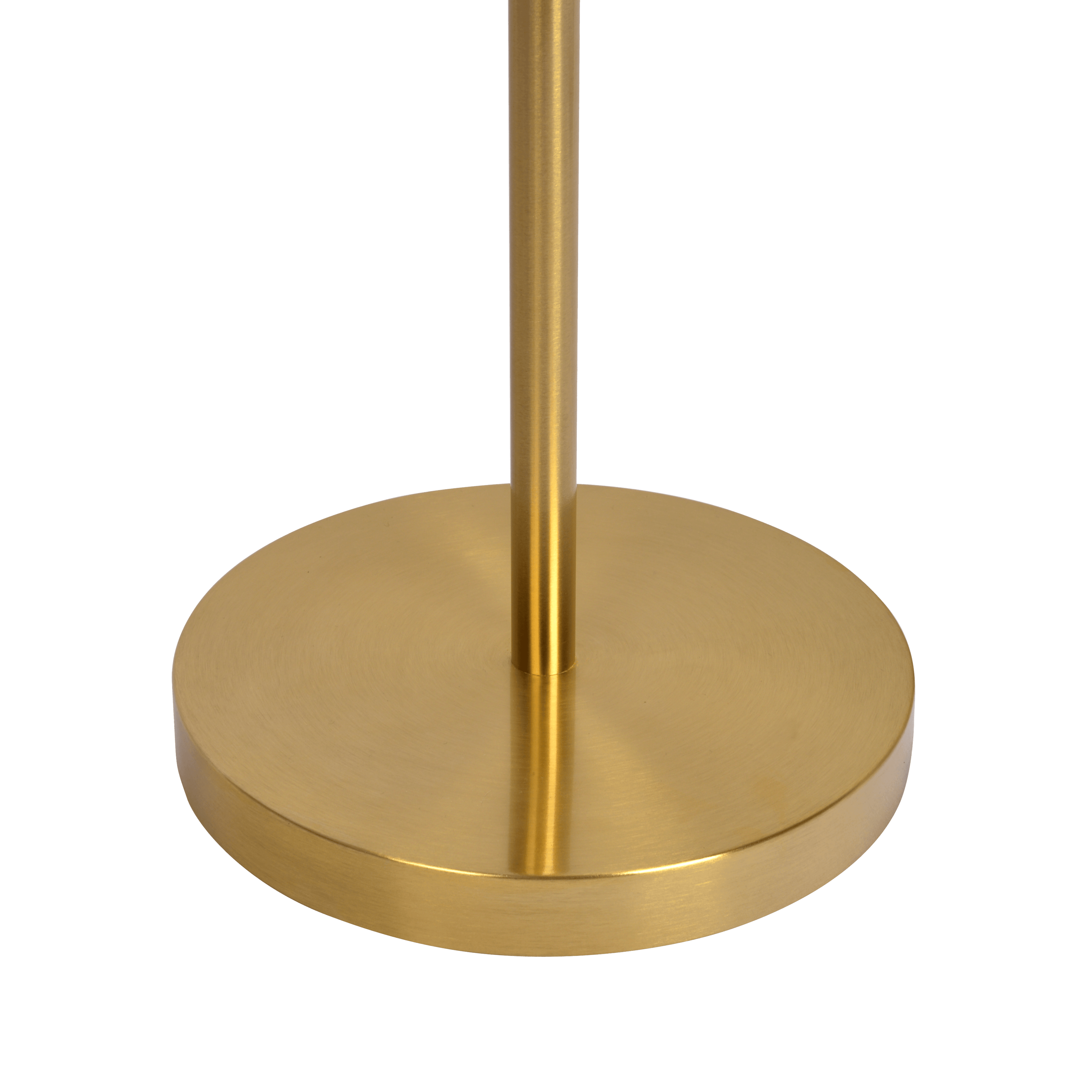 Brilliance Modern Gold Brush Floor Lamp, Opal Glass Shades and Round Metal Base.