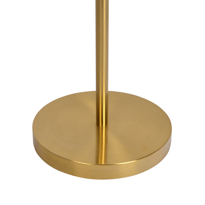 Brilliance Modern Gold Brush Floor Lamp, Opal Glass Shades and Round Metal Base.