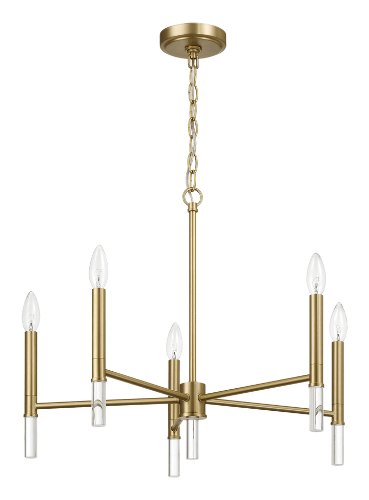 Courtyard Five Light Golden Brass Candle Light Chandelier 24"W × 17.75"H.