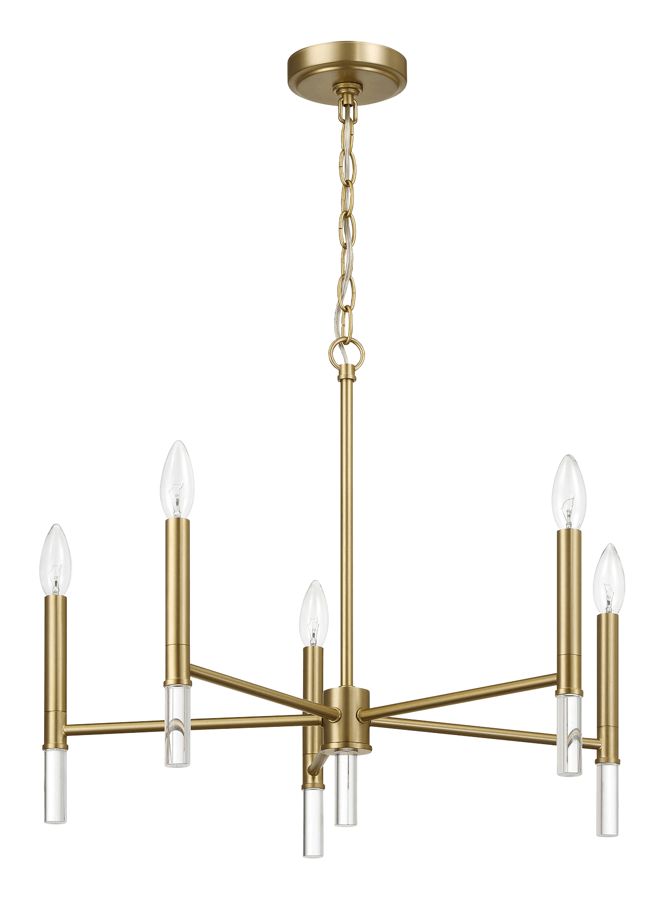 Courtyard Five Light Golden Brass Candle Light Chandelier 24"W × 17.75"H.