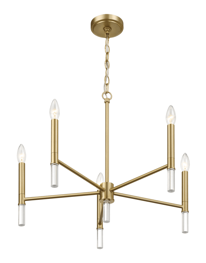 Courtyard Five Light Golden Brass Candle Light Chandelier 24"W × 17.75"H.