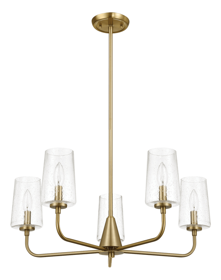 Dazzle Five Lights Chandelier With Clear Seeded Glass -Satin Brass.