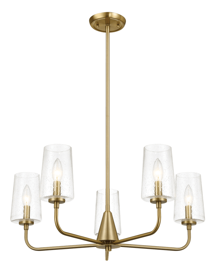 Dazzle Five Lights Chandelier With Clear Seeded Glass -Satin Brass.