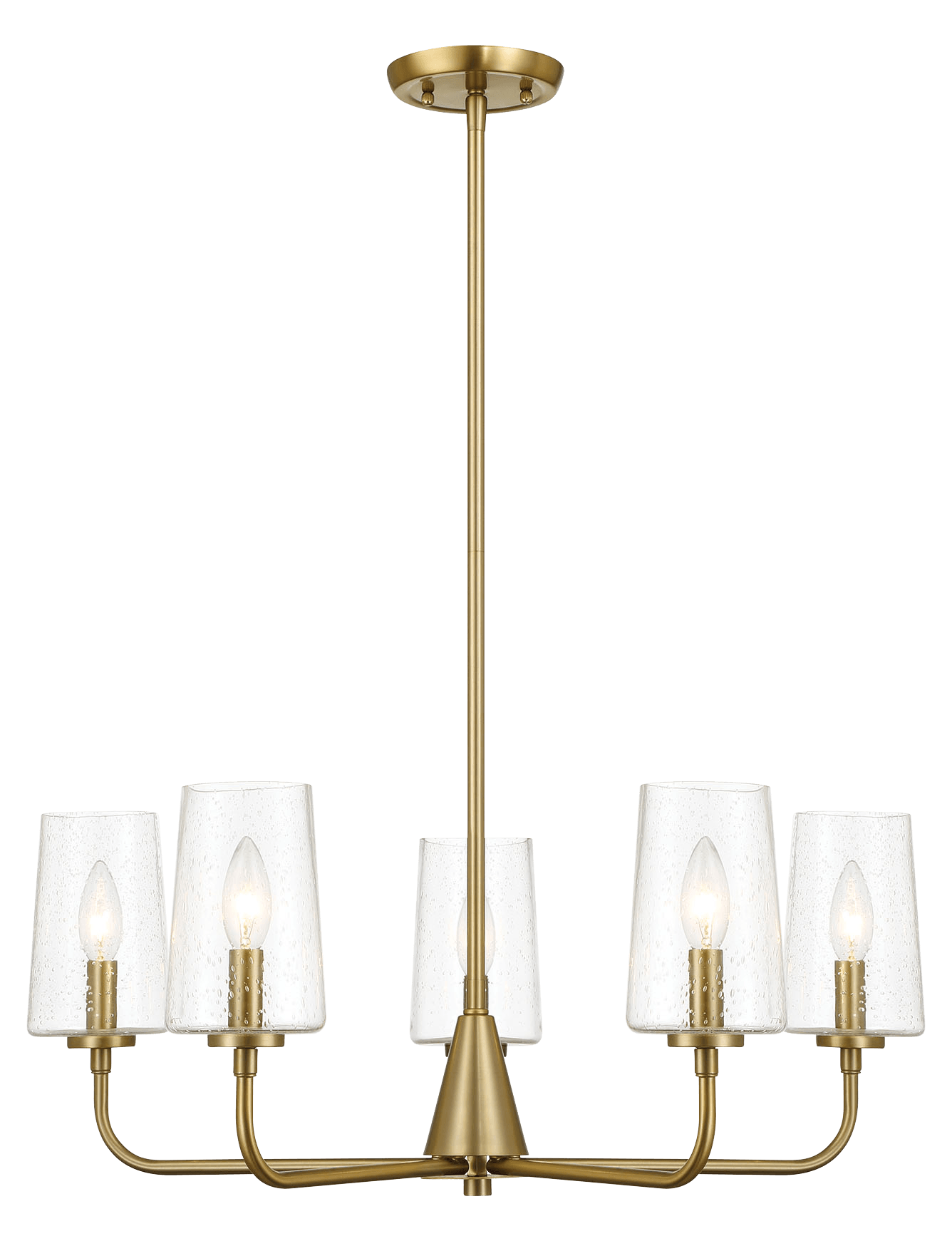 Dazzle Five Lights Chandelier With Clear Seeded Glass -Satin Brass.