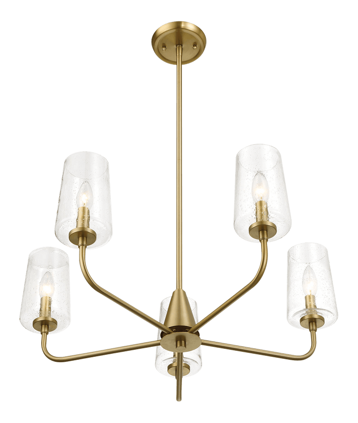 Dazzle Five Lights Chandelier With Clear Seeded Glass -Satin Brass.