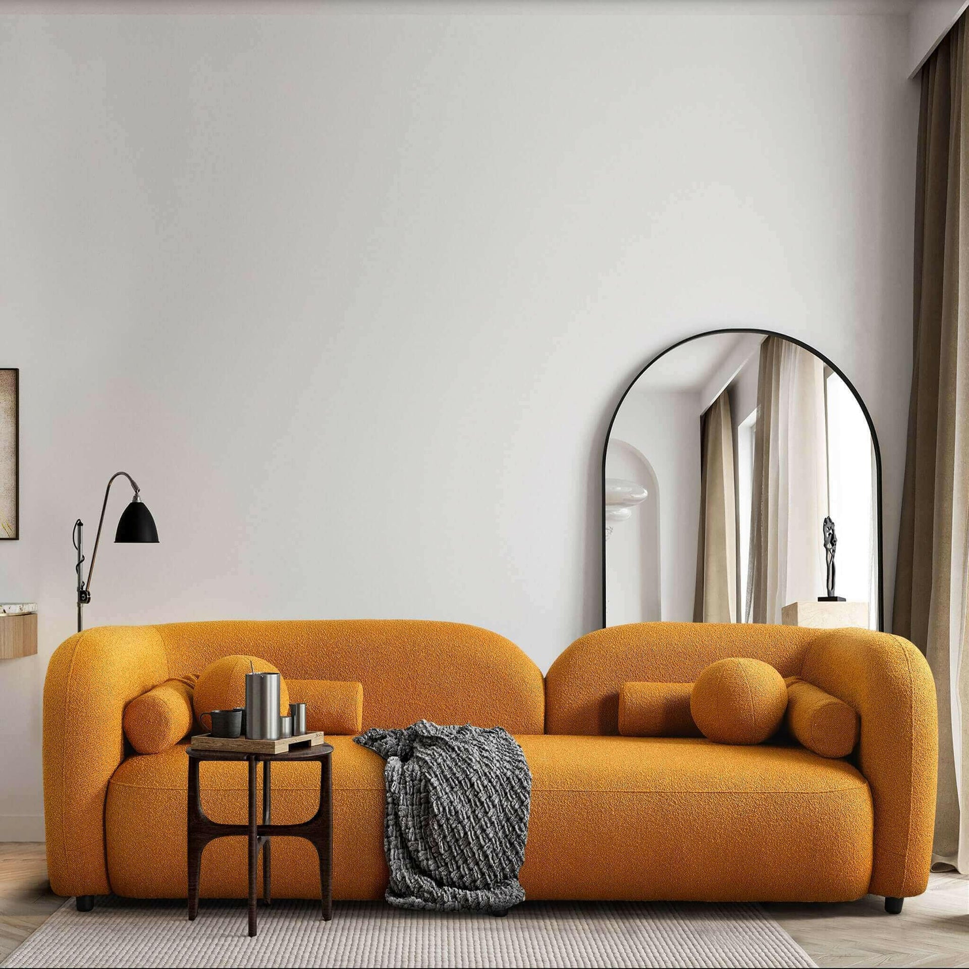 Donna Japandi Style Boucle Sofa.