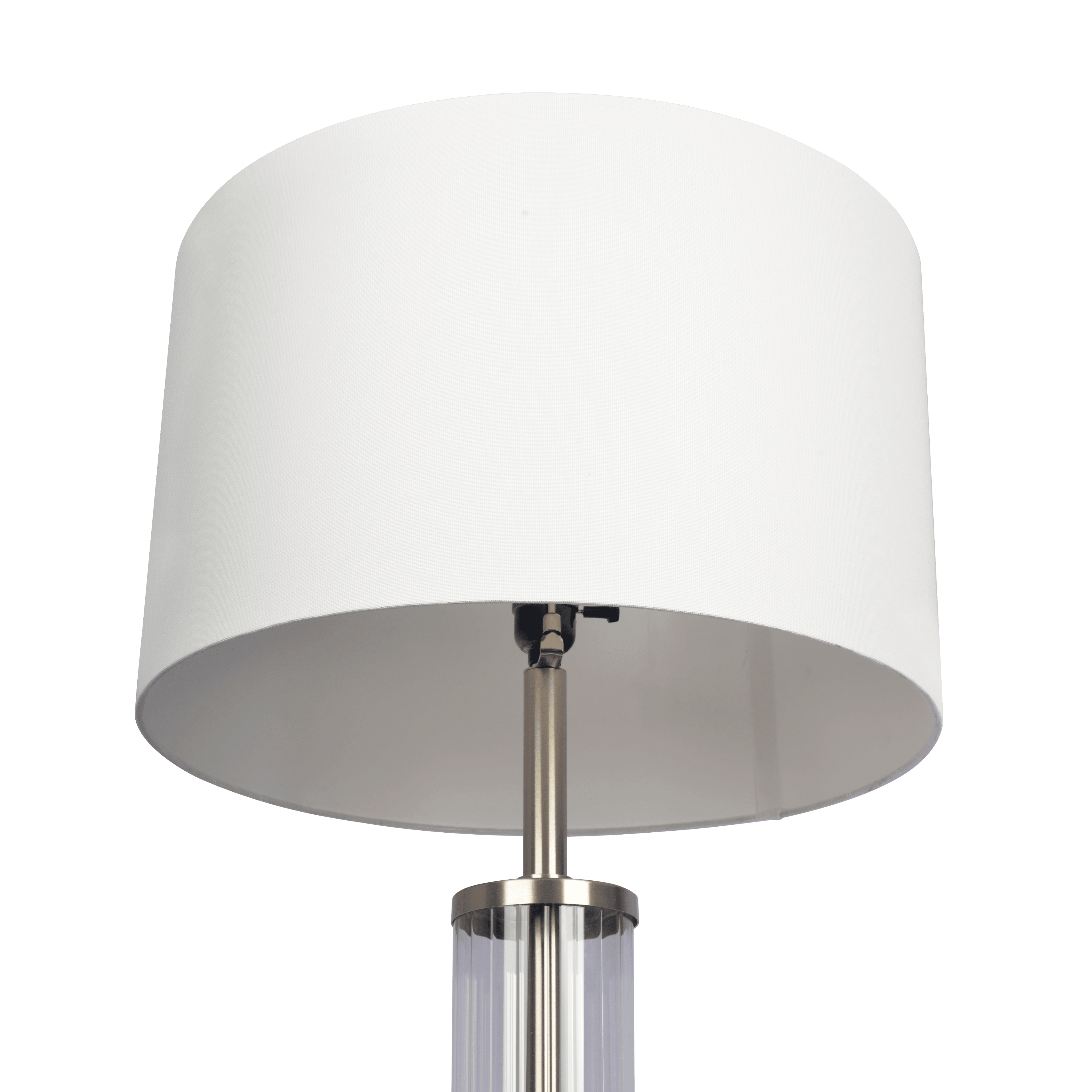 Echo Brushed Nickel Table Lamp with On/Off Switch Clear Glass Body  Metal Base.