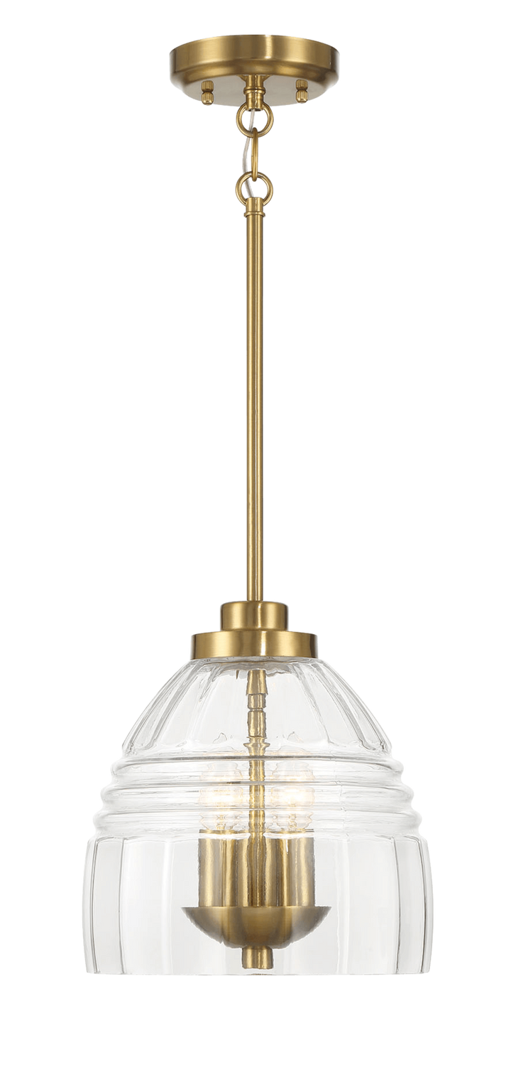 Ember Three Candle Lights Chain Pendant With Clear Glass - Satin Brass.